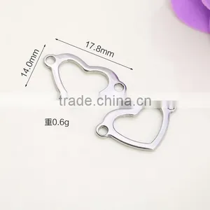 Wholesale High End Stainless Steel Heart Shape Charms Diy Steel Heart Shape Connector Charms for Bracelets thumbnail-1