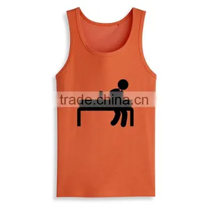 Latest Top Design Wholesale Silk Screen Funny Printed Bulk Open Side Tank Top thumbnail-4