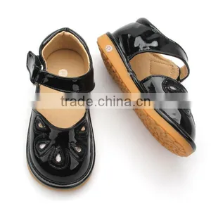 Hot Selling Baby Shoes in Bulk Squeaky Black Children's Shoes thumbnail-3