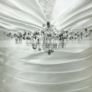 Sleeveless A Line Taffeta Wedding Dress thumbnail-4