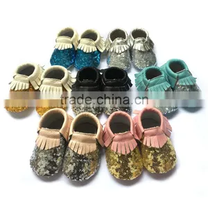 New Design Wholesale Glitter Shoes,bling Bling Leather Moccasin Baby Shoes thumbnail-3
