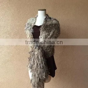 Blanket Scarf Style of Warm Shawl, Large Shawl, Beige Shawl Hand Knit for Women With Black, Ivory Off White, Taupe Shawl, Fring thumbnail-3