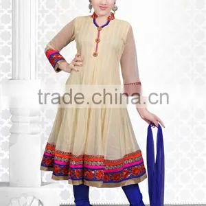 Fone Color With Orange Design at Neck Salwar Kameez Sizzling Girls Ready Made thumbnail-1