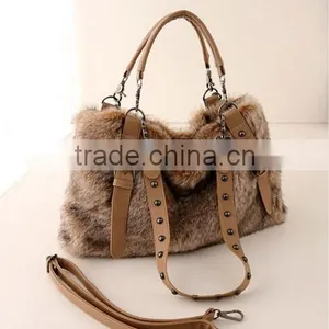 Fashion Simple Casual Style Solid Fur Chain Women Handbags thumbnail-4