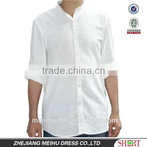 2016 Mandarin Collar Long Sleeve Linen Shirt for Men thumbnail-1