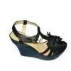 Comfortable PU Material Black Color Ladies Wedge Sandals With 11.8cm Heels thumbnail-1