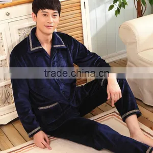 100% Polyester Warm Fleece Purple Men's Pajamas for Sale Winter thumbnail-1