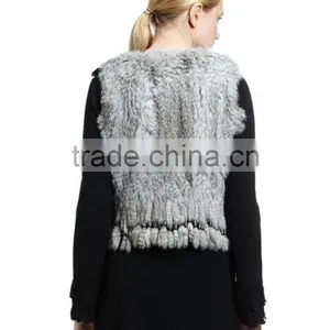 YR584 Beautiful Tassel Genuine Rabbit Fur Vest Women Top Quality 2015 thumbnail-5