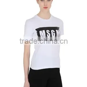 Custom Fashion White Printed T-Shirts Cotton/polyester Girls Fashion White Printed T-Shirts Short Sleeve Slim T Shirts for Women thumbnail-5