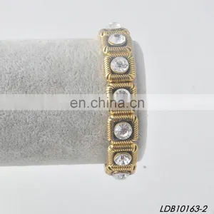 Antic Gold Silver Crystal Stretch Bracelet thumbnail-2