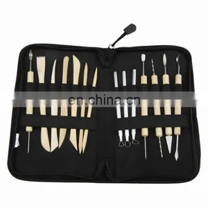 High Quality Wooden Metal Pottery Sculpting Carving Clay Modeling Tools 14 PC thumbnail-1
