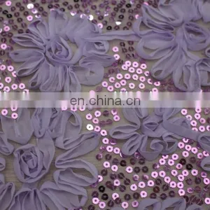 Shining Embroidered Flowers Fabrics for Dress thumbnail-1