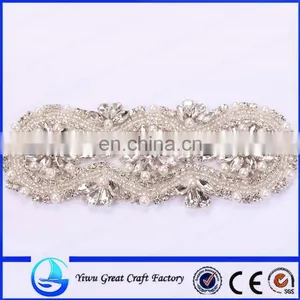 Classical High-end Elegant Classic Ivory Transparent With Handmade Beaded Belt Crystal Lace Wedding Dresses thumbnail-1