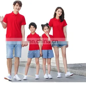 Family Parent Child Outfit Custom Logo Solid Plain Color 200sgm Short Sleeve Women Men Kids Polo t Shirt thumbnail-2