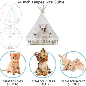 Hot Sale Canvas Dog Bed Pet Teepee Portable Dog Tent With Washable Fabric New Design Dog House thumbnail-4