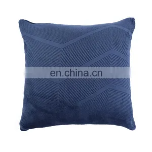 China Products 100%polyester Navy Blue Double Sides Flannel 3D Embossed Chevron Pattern Fleece Cushion Pillow thumbnail-1