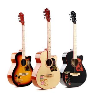 40 Inch Acoustic Guitar for Sale Wholesale Price Caravan Music HS-4015 With Top Pattern Design OEM Factory Guitar thumbnail-1