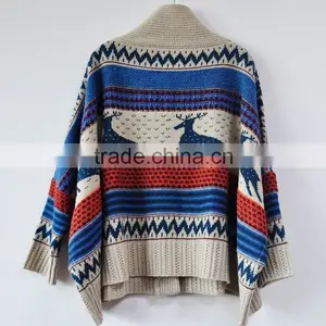 100% Cotton Winter Coat Sweater Warm Cardigan Sweater for Lady thumbnail-2