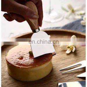 Stainless Steel Premium Personalised Custom Mini Acacia Small Wooden Handle 4 Pcs Cheese Knife Set thumbnail-5