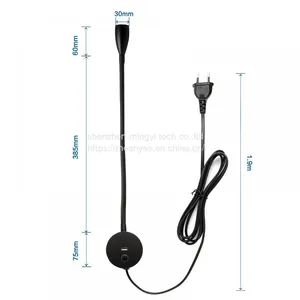 Meanyee Wall Reading Lamp Bedside Lights With USB Charging Port/Touch Dimmable Switch/Adjustable Arm/1 * 3W Led/Warm White 3000K/ Plug in Cord/Black Finished thumbnail-3