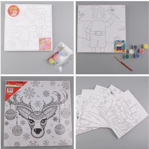 Mini Canvas Frame Painting Kit With Drawing for Kids DIY Oil Painting Acrylic Preprinted Stretched Canvas Print thumbnail-5