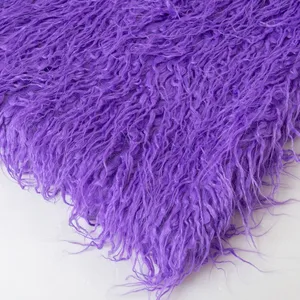 Solid Mongolian Shaggy Fur Long Pile Faux Fur Fake Fur Fabric thumbnail-1