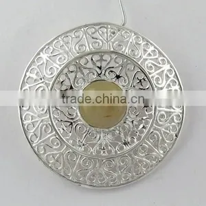 Beautiful Golden Rutile Pendant, Indian Jewelry Manufacturer, Silver Jewelry Exporter thumbnail-5
