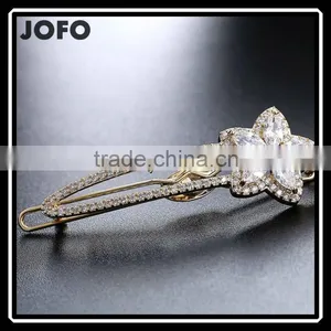 Fashion Jewelry Wedding Party Dress Luxury Vintage Headwear Elegant Flower Petal Rhinestone Women Lady Alloy Hair Clip Barrette thumbnail-1