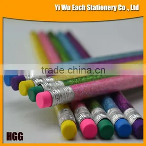 Hot Sales New Arrival HB Lead Glitter Pencil With Colored Eraser Top thumbnail-1