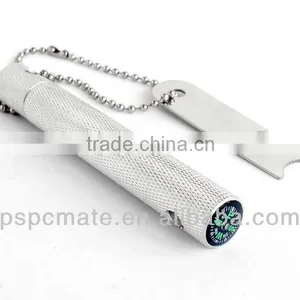 6 In1 Flint Fire Starter+Scraper Bottle Opener Sawtooth Map Rangefinder Compass thumbnail-1