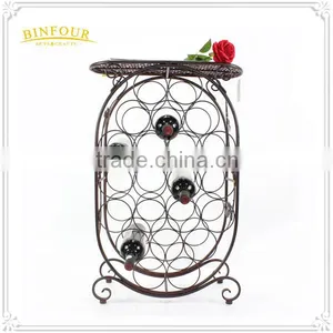 Antique Style Black Metal Wine Rack Wine Shelf Home Furniture thumbnail-5