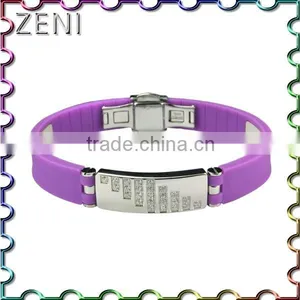 Fashion Silicone 316L Stainless Steel Energy Bracelet for Men thumbnail-2