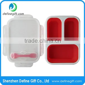 Collapsible Lunch Box Food Storage Tub With Fork for Camping Picnic thumbnail-1