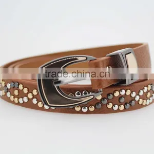 2015 Women's Fashion Beads Belt With Leather Belt With High Quality Leather in YiWu thumbnail-2