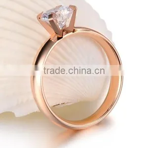 Fashion Rose Gold Titanium Steel Crystal Ring for Women Titanium Jewelry thumbnail-4