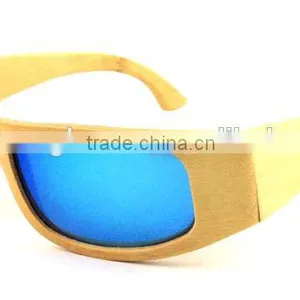 Newest Sport Bamboo Suglasses High Quality Polarized Blue Mirror Lens thumbnail-1