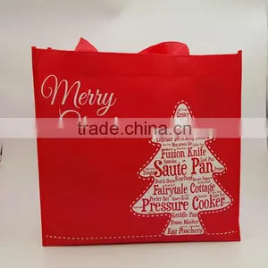 Merry Chrismas Red Non Woven Bag thumbnail-2