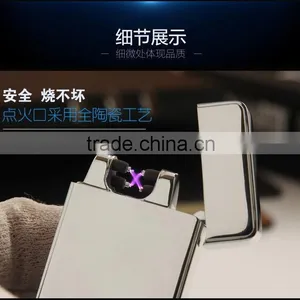 Electric Cigarette Ligter Flameless Rechargeable USB Double Arc Lighter Black Gold thumbnail-1