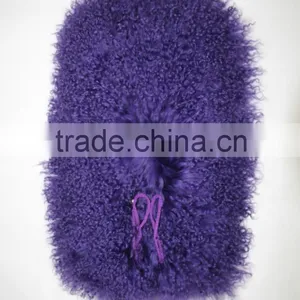 Purple Designer Style Real Mongolian Lamb Fur Leg Warmers thumbnail-2