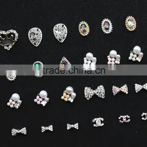 New Design Big Stone Pearl Flower Butterfly Bow Finger Nail Rhinestone Jewelry thumbnail-2