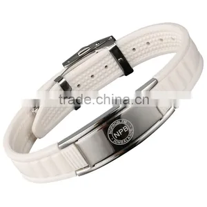 P036 Noproblem FDA Tourmaline Germanium Bio Magnetic Stainless Steel Casual Charm Fashion Silicone Energg Bracelet thumbnail-1