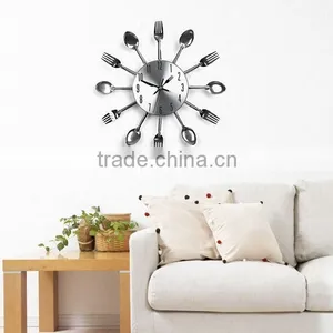 Creative Modern Cutlery Kitchen Decoration Wall Clock Spoon Fork Silent Sweep Wall Clock thumbnail-5
