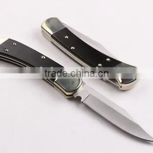 OEM 440 Stainless Steel Folding Backlock Knife With Brass Handle thumbnail-2
