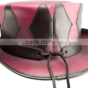 Steampunk QUINN Genuine Cowhide Leather Top Hat 2 Colors thumbnail-3