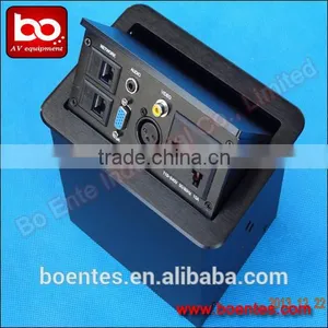 Tabletop Hydraulic Pop Up Power Socket Box With Aluminum Drawing Panel for Office AV Power Solutions thumbnail-4