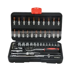 46 in 1 Ratchet Wrench Sleeve Repair Tools Set Auto Hand Tools Handle Purple Tools Set thumbnail-1