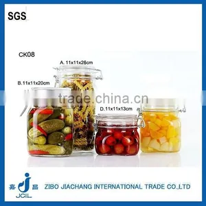 ZIBO Clear Cylinder Glass Cookie Jar With Clip Lid / Food Container CK08 thumbnail-1