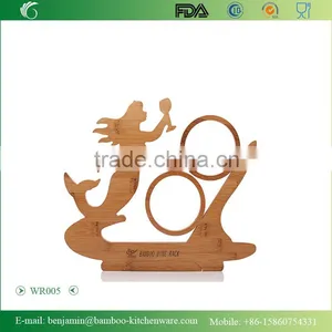WR005/100% Bamboo Material Hot Sale Mermaid Shaped Folding Bamboo Red Wine Rack thumbnail-1