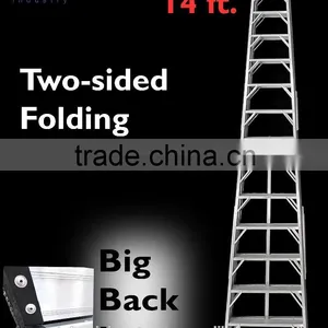 Aluminium Two-Sided Folding Big-Back-Leg 14 Step Ladders thumbnail-1