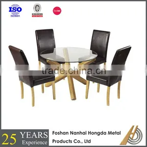 1.6m Round Glass Dining Table With Wooden Legs thumbnail-1